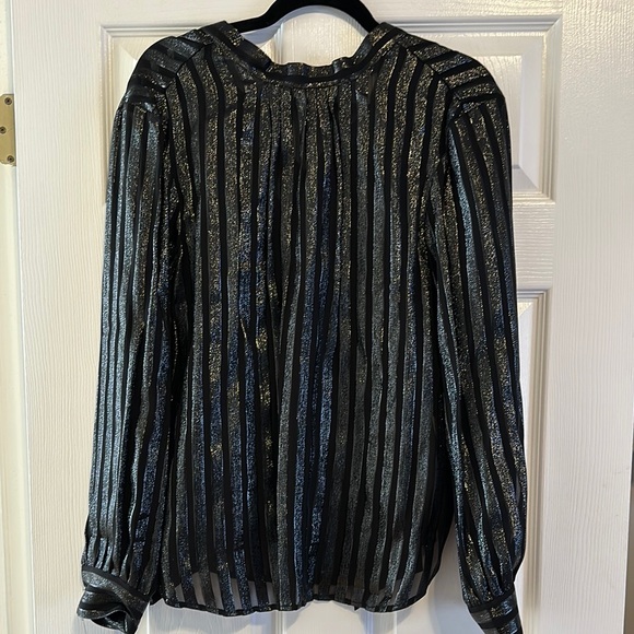 Black and Silver Striped Women's Top - Picture 2 of 6